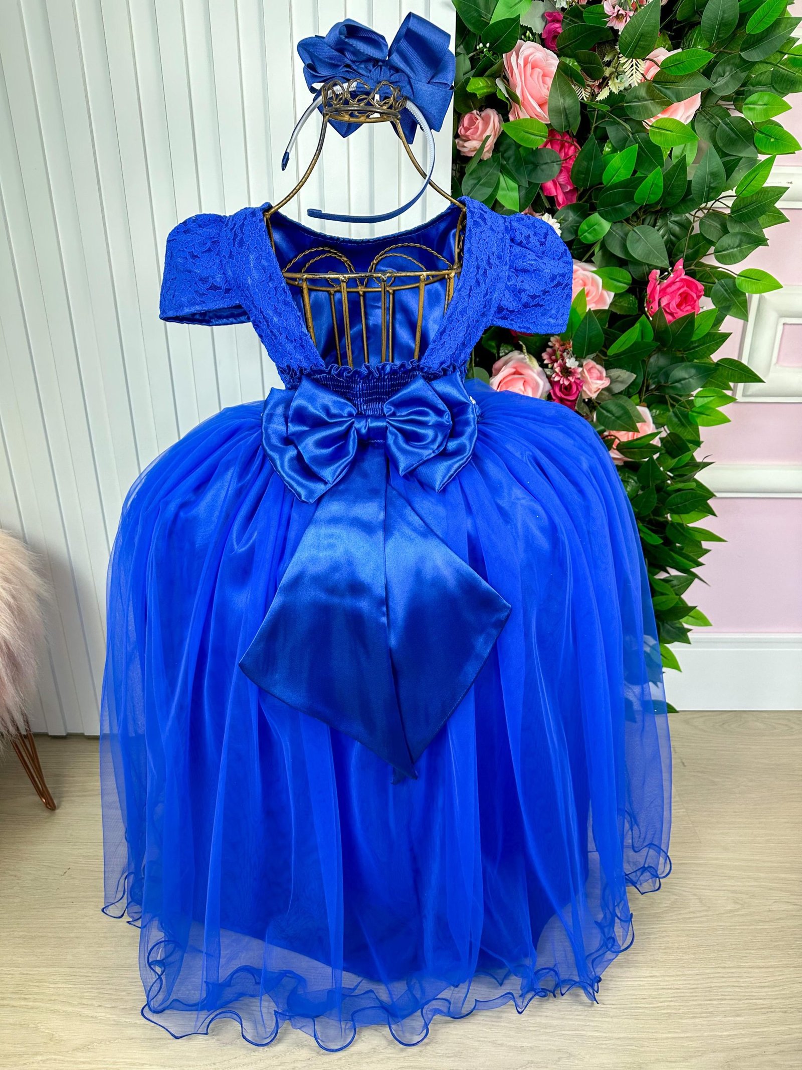 Vestido Enjoy Longo Laura Peito rendado Azul Royal - Imagem 4