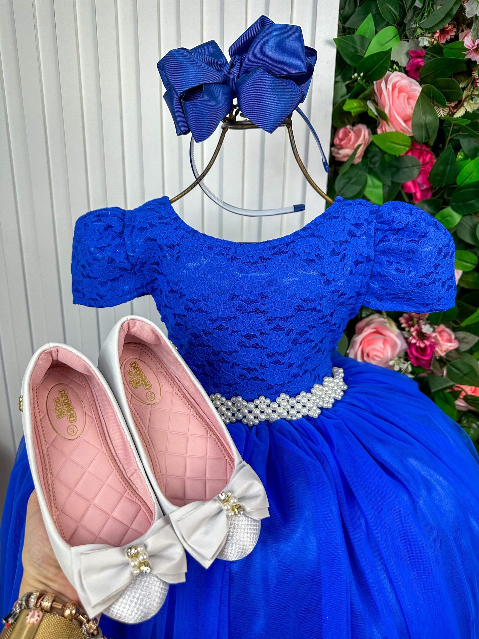 Vestido Enjoy Longo Laura Peito rendado Azul Royal - Imagem 3