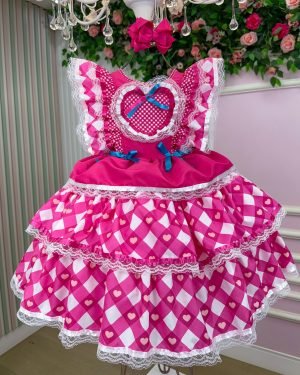 Vestido Bella Child Junino Quermesse do Coração Pink
