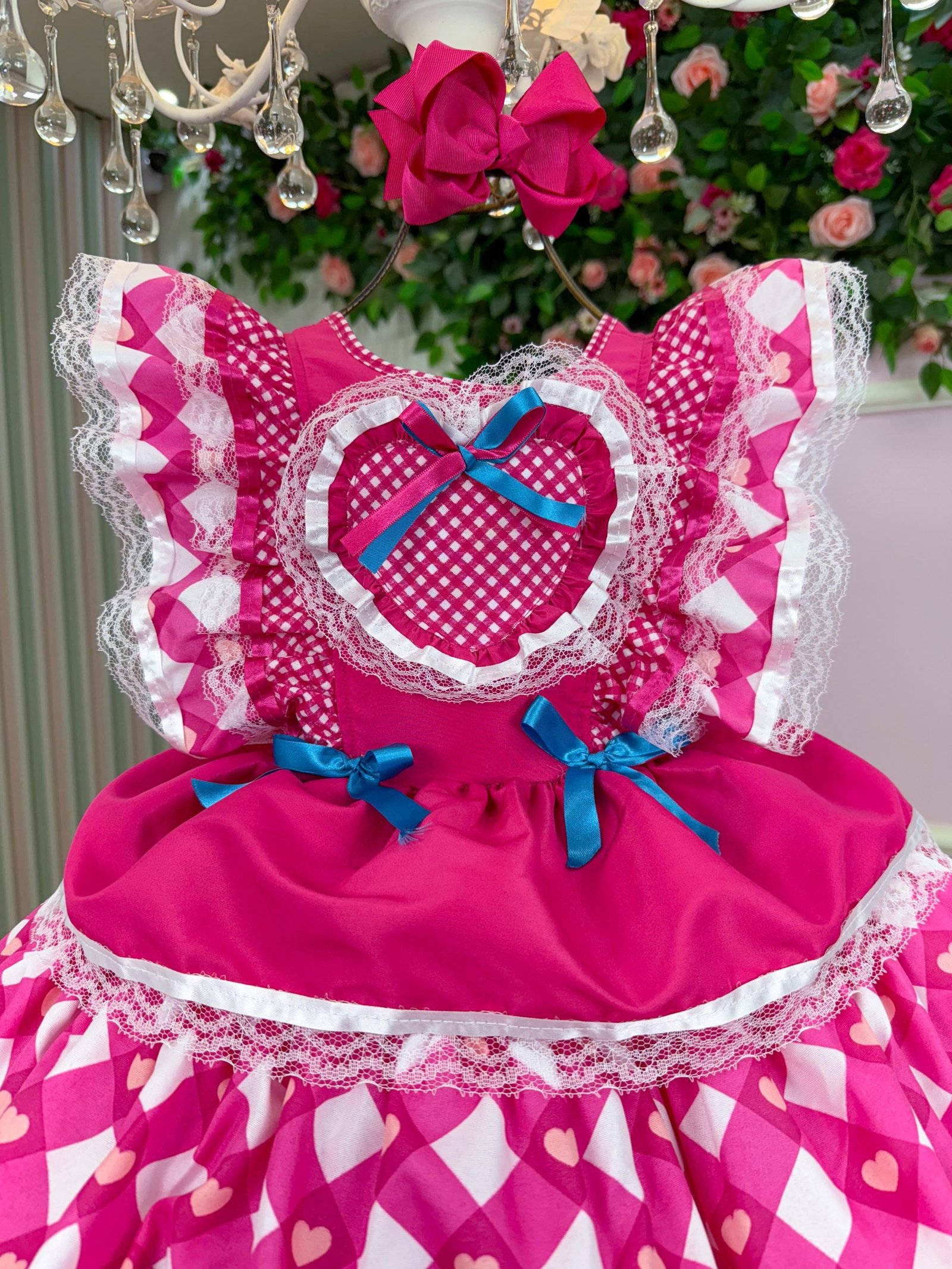 Vestido Bella Child Junino Quermesse do Coração Pink - Imagem 2