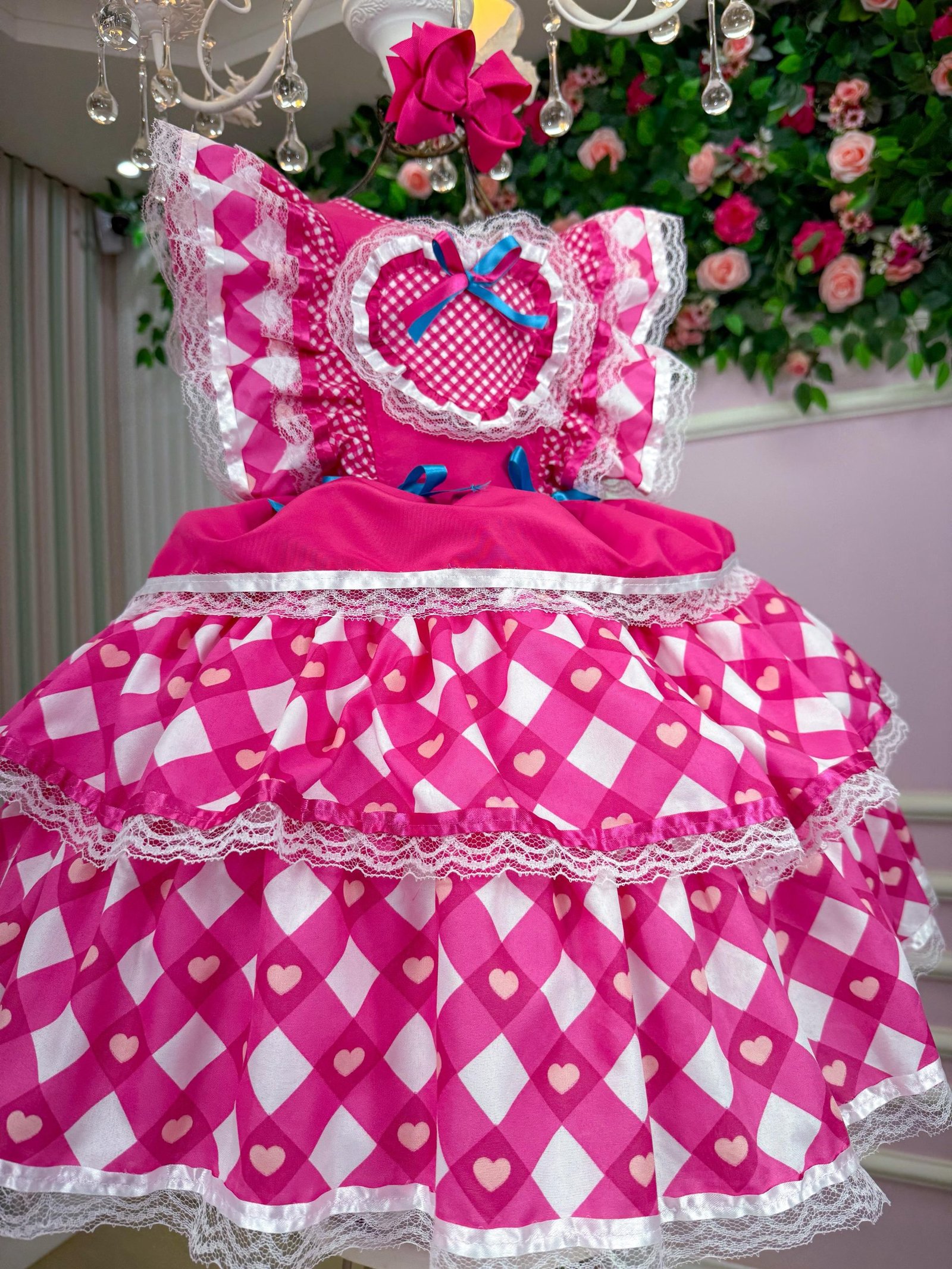 Vestido Bella Child Junino Quermesse do Coração Pink - Imagem 3