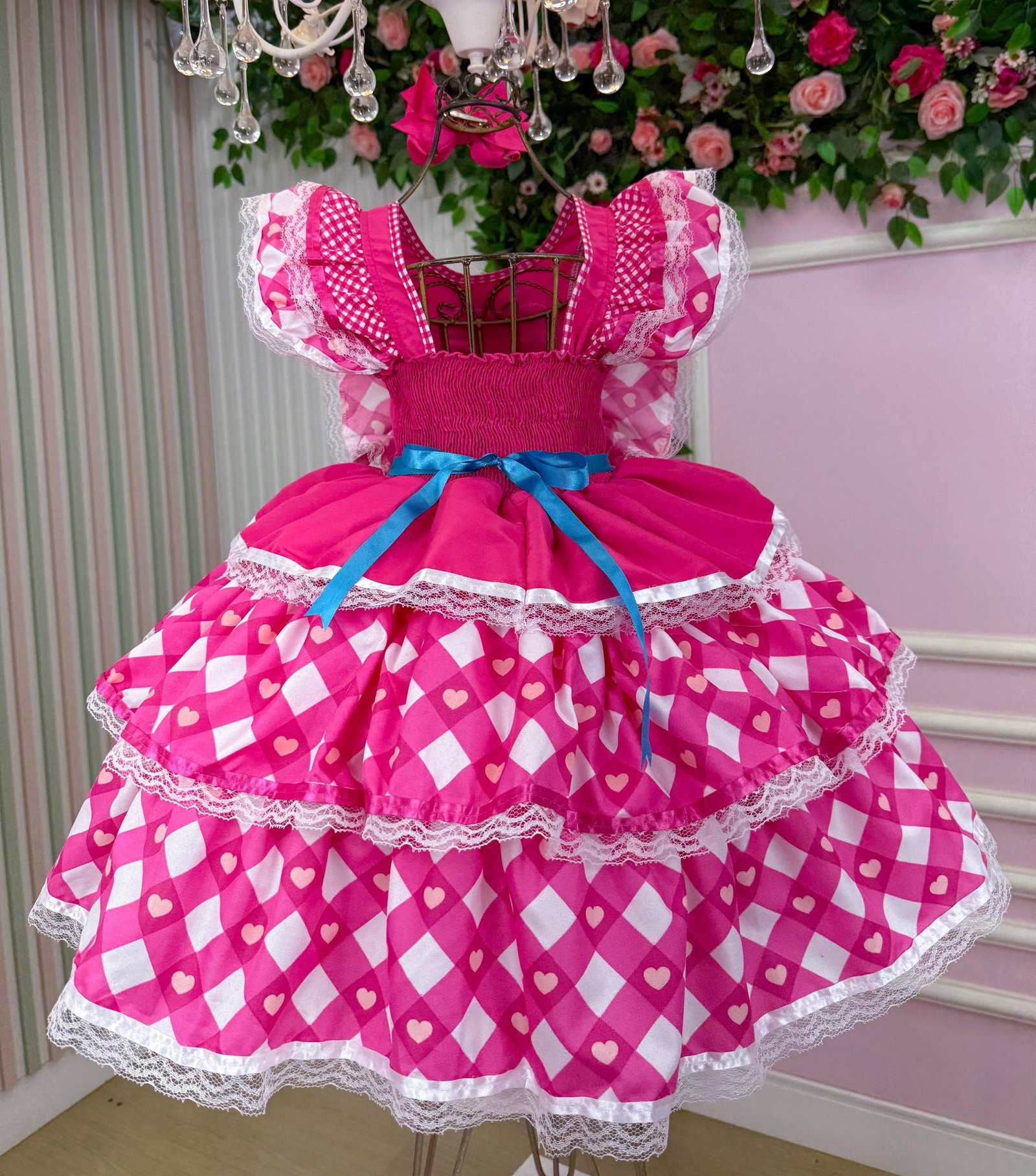 Vestido Bella Child Junino Quermesse do Coração Pink - Imagem 4