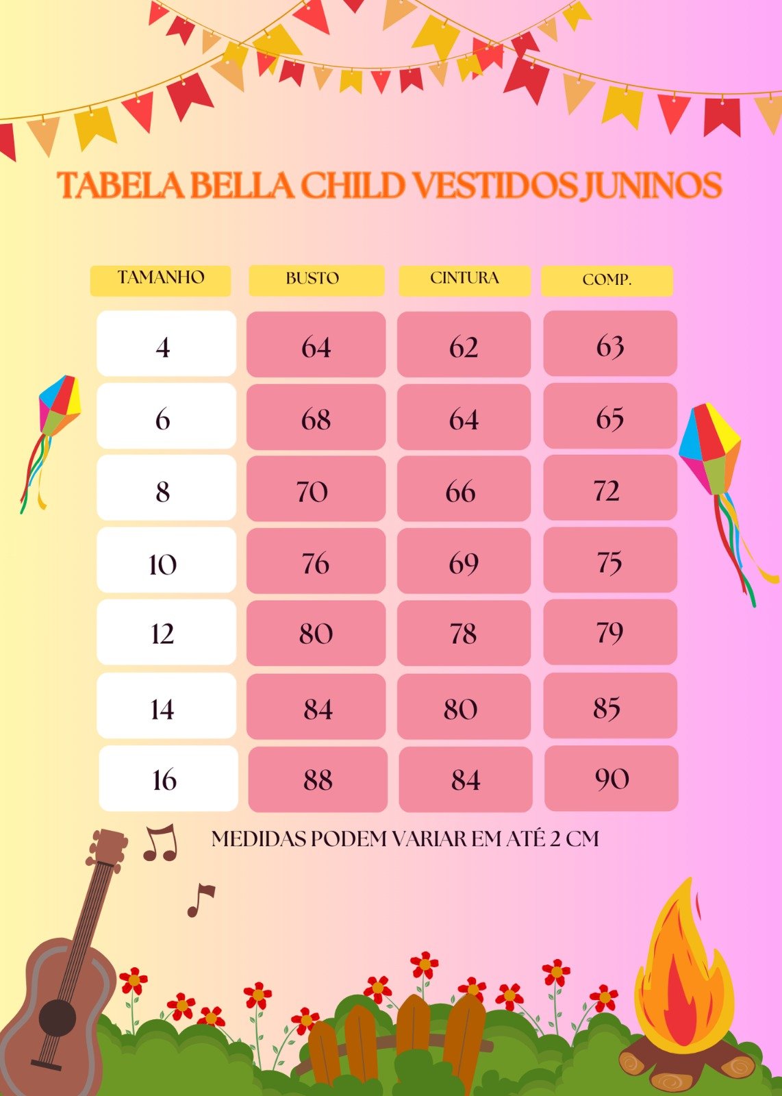 Vestido Bella Child Junino Quermesse do Coração Pink - Imagem 5