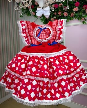 Vestido Bella Child Junino Quermesse do Coração Vermelho