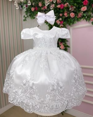 Vestido Enjoy Bebe Amelia Realeza Branco