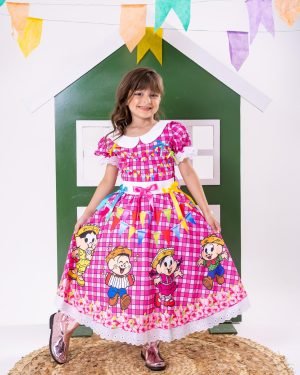 Vestido Junino Tematico Luxo Turma da Monica