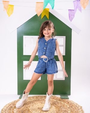 Conjunto Blogueirinha Jeans Inspiração Ana Castela – B