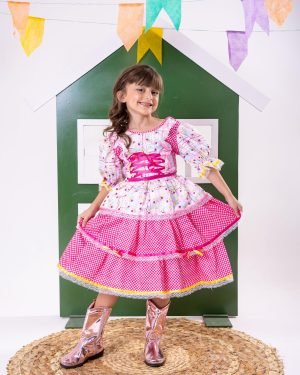 Vestido Bella Child Junino Forró Junino Rosa