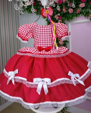 Vestido Junino Mimadine Luxo Mariana Vermelho