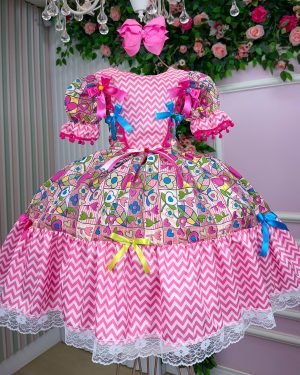 Vestido Marie Junino Quermesse de Luxo Pink