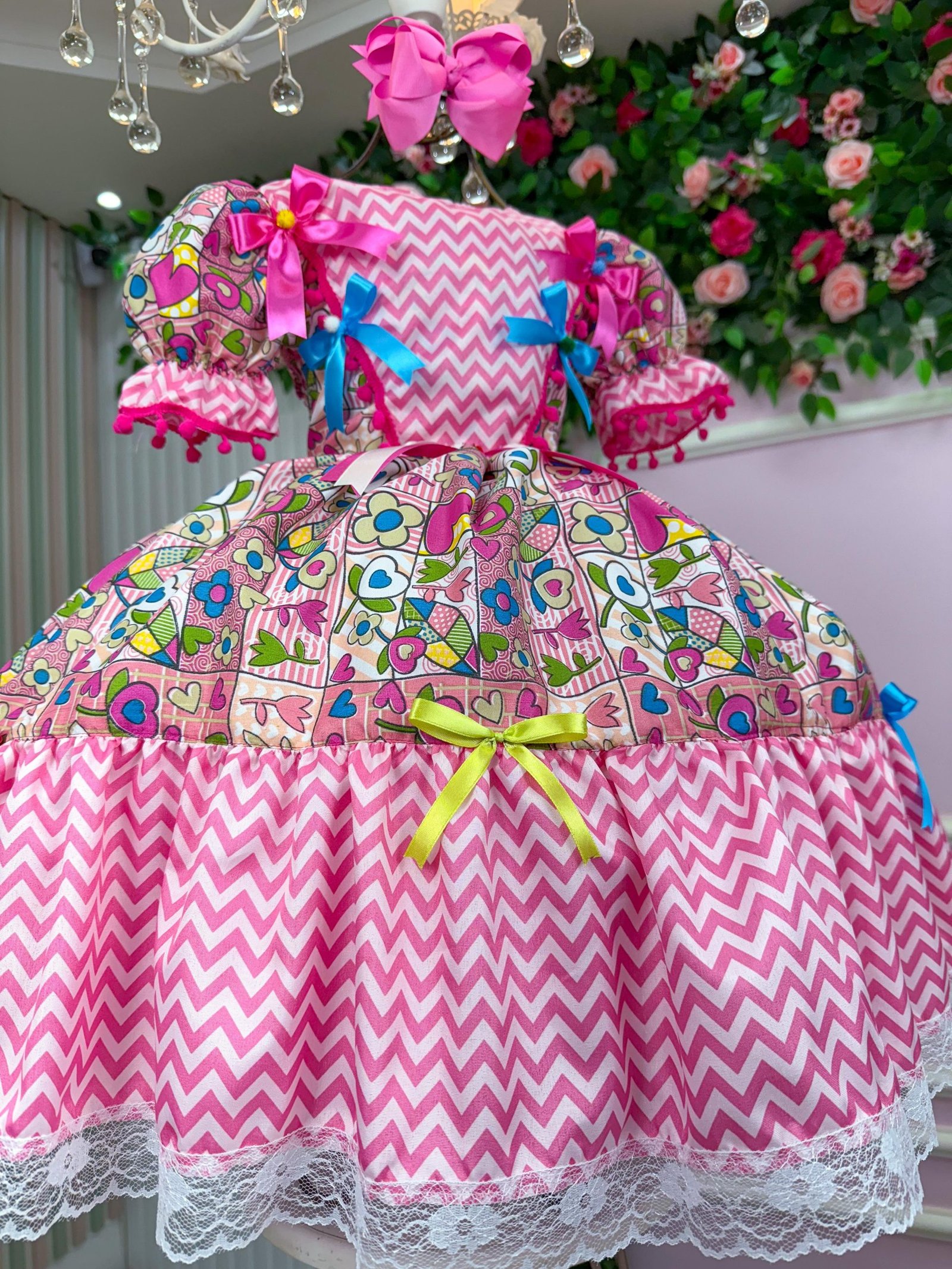 Vestido Marie Junino Quermesse de Luxo Pink - Imagem 2