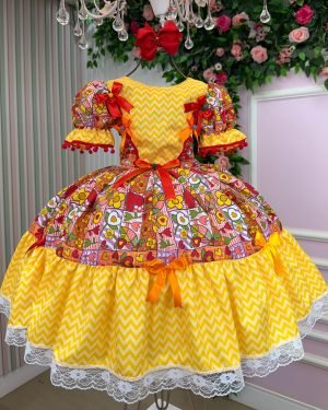 Vestido Marie Junino Quermesse de Luxo Amarelo