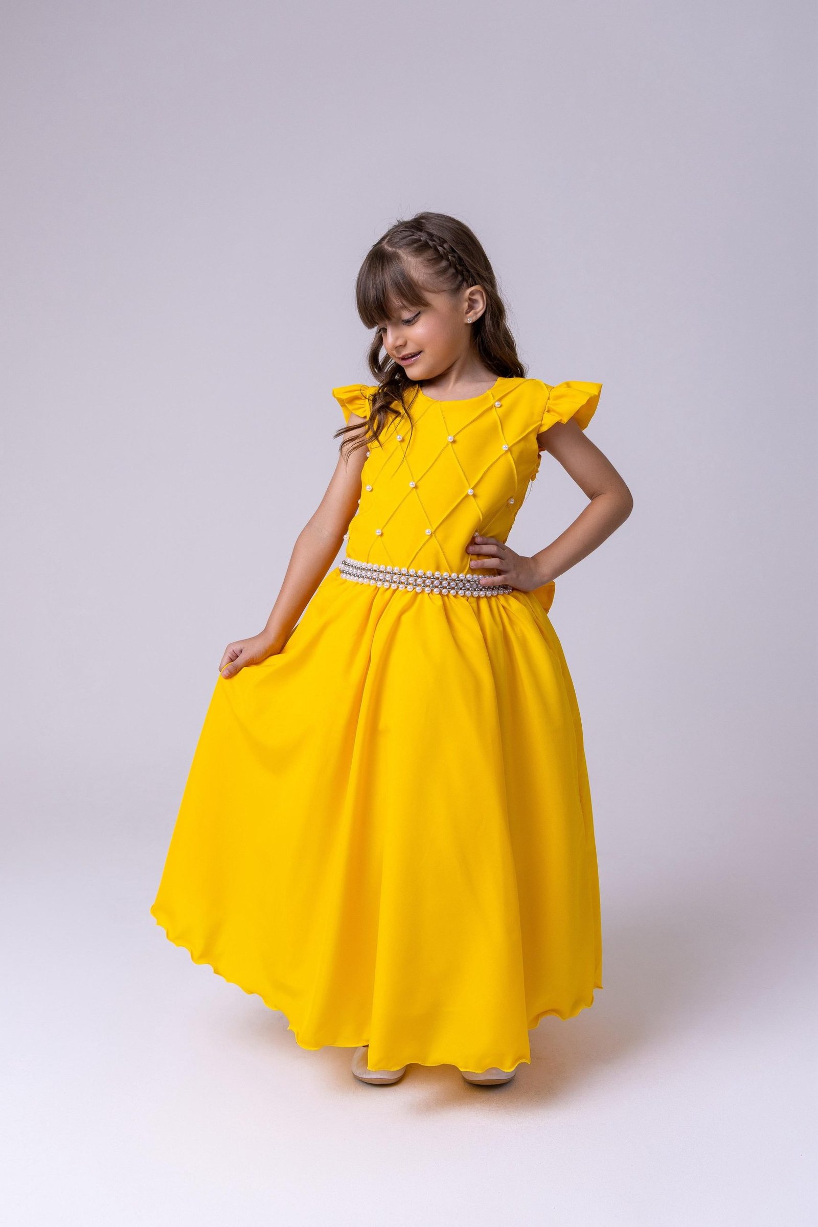 Vestido Ysa Kids Ariane Longo Amarelo Gema - Imagem 5