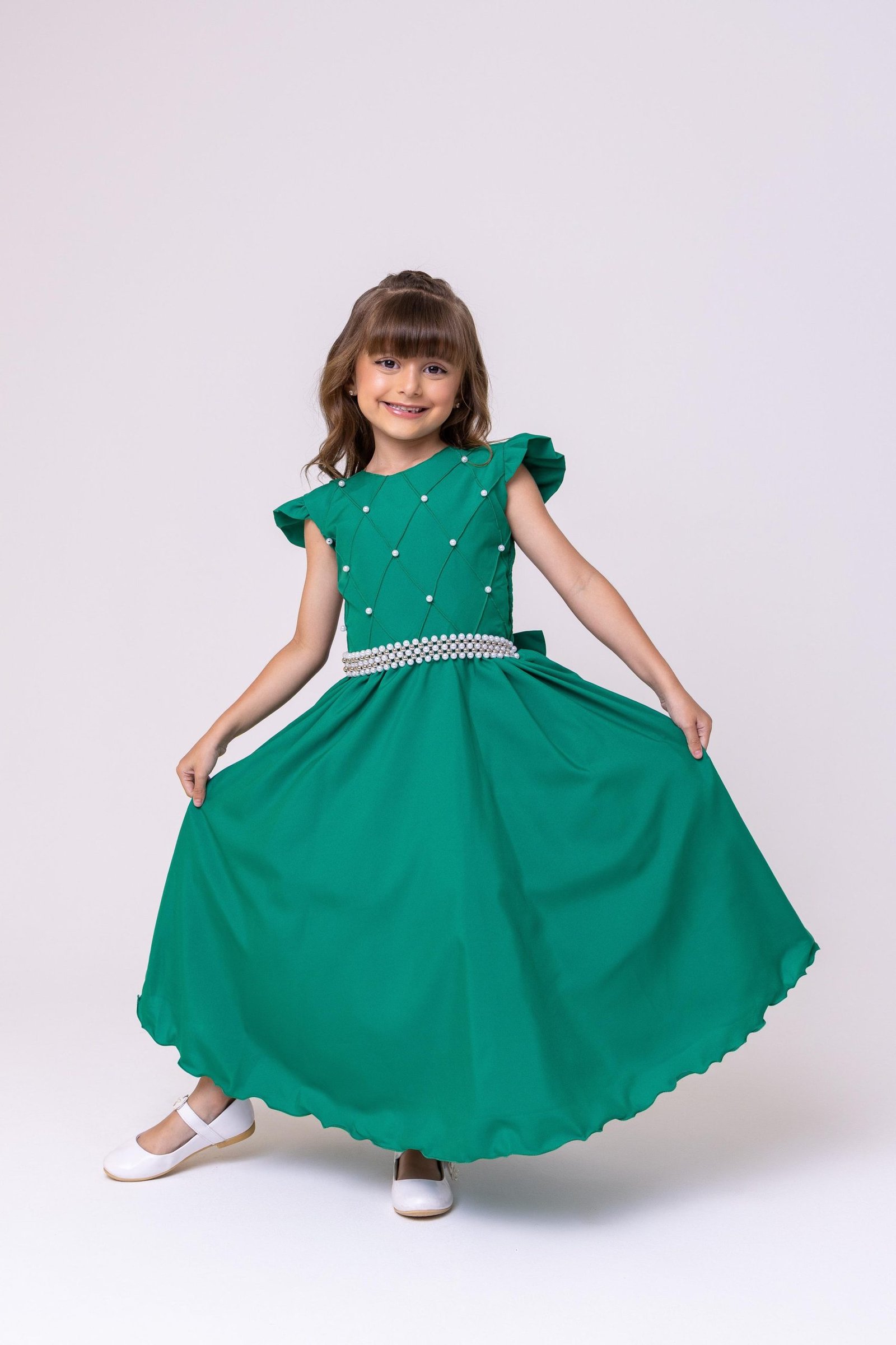 Vestido Ysa Kids Ariane Longo Verde Bandeira - Imagem 4