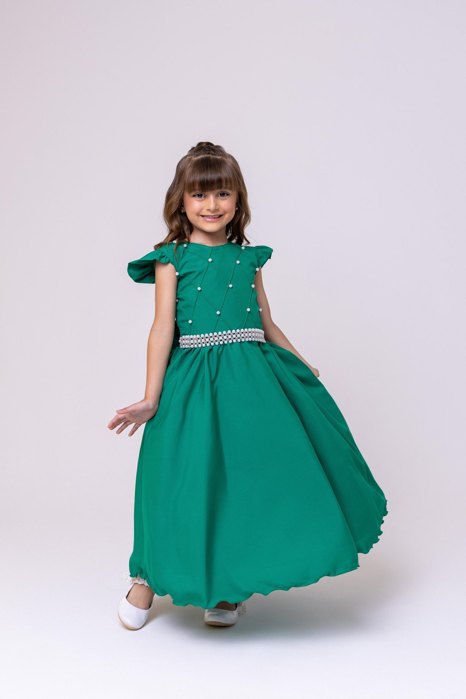 Vestido Ysa Kids Ariane Longo Verde Bandeira - Imagem 5