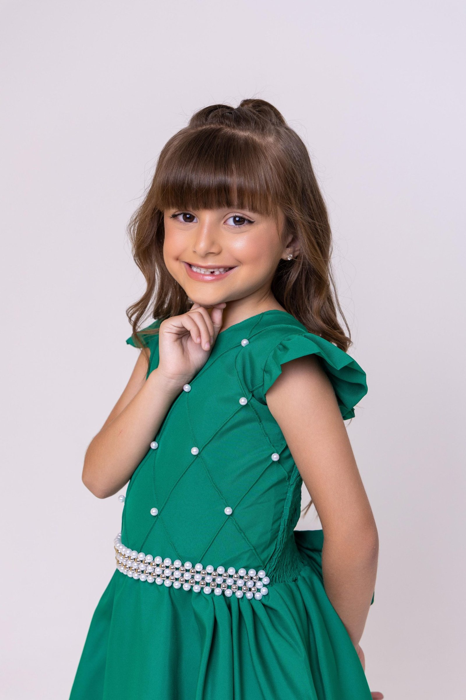 Vestido Ysa Kids Ariane Longo Verde Bandeira - Imagem 6