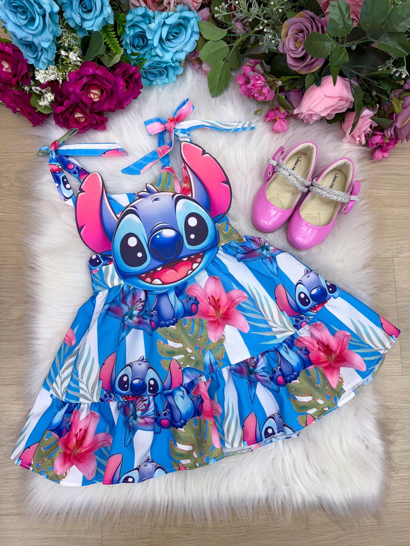 Vestido Temáticos Ysa Kids Stitch Azul - Imagem 5