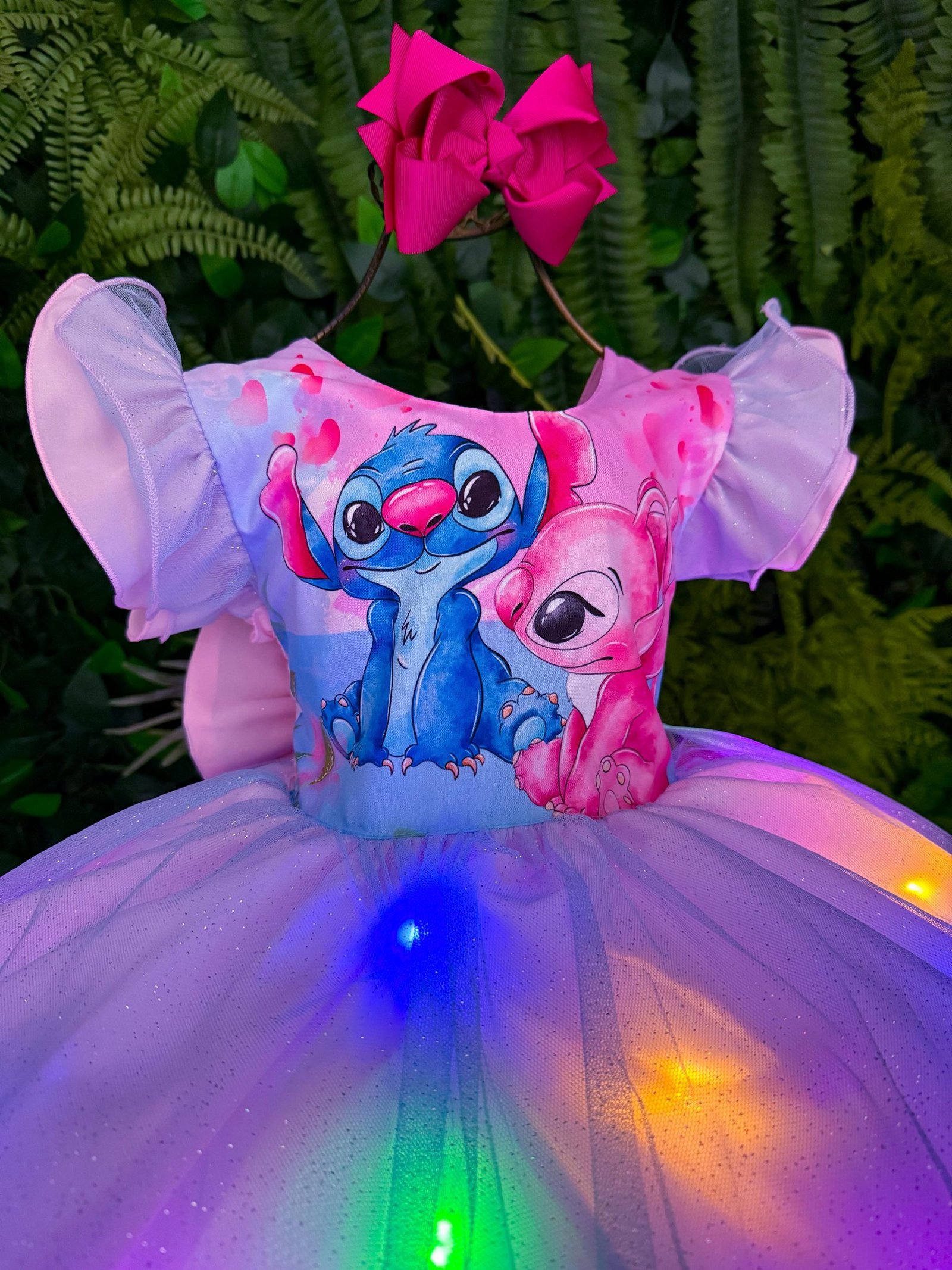 Vestido Tematicos Ysa Kids Lilo Stitch Rosa Bebe com Led - Imagem 2