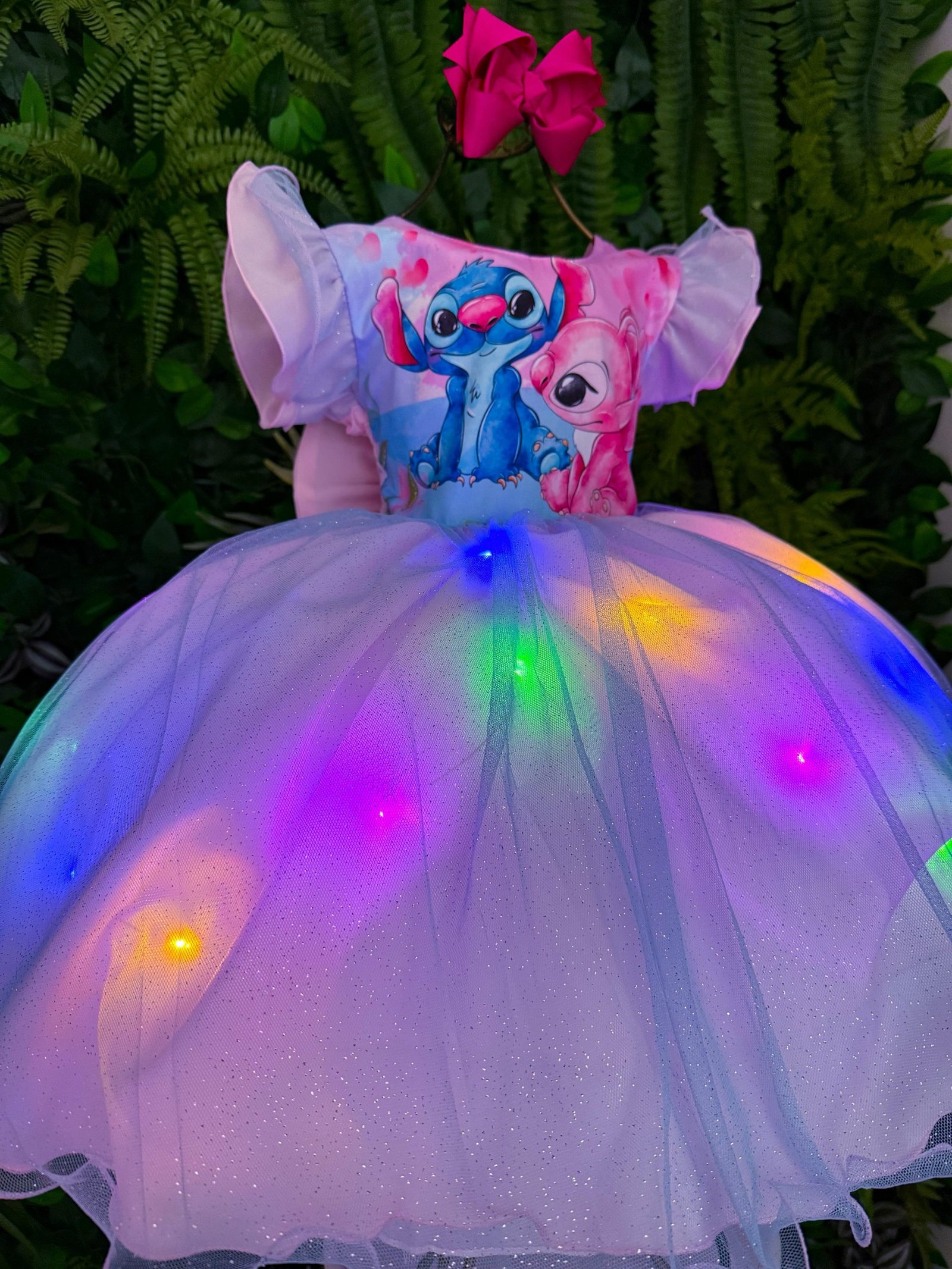 Vestido Tematicos Ysa Kids Lilo Stitch Rosa Bebe com Led - Imagem 3