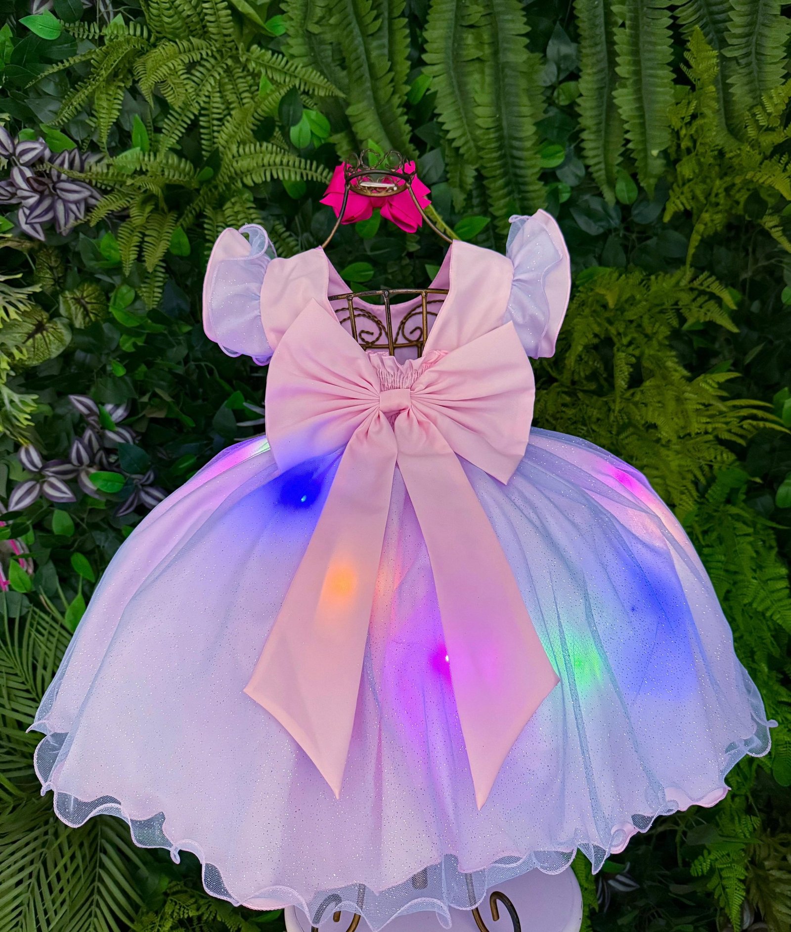 Vestido Tematicos Ysa Kids Lilo Stitch Rosa Bebe com Led - Imagem 4