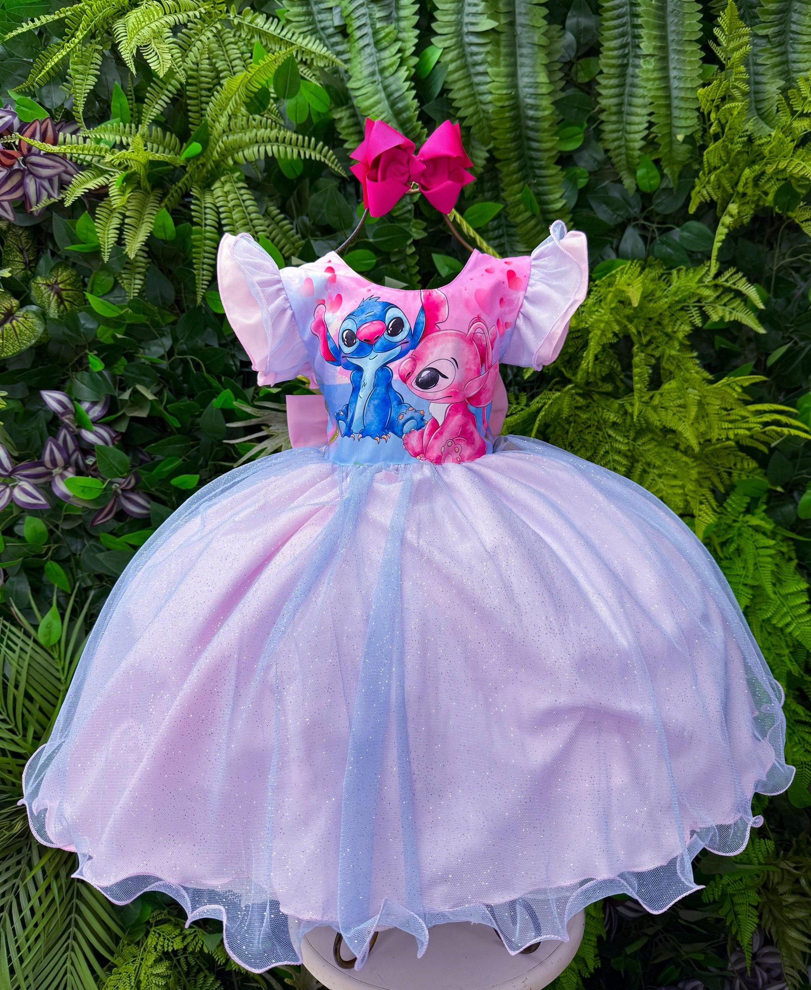 Vestido Tematicos Ysa Kids Lilo Stitch Rosa Bebe com Led - Imagem 5