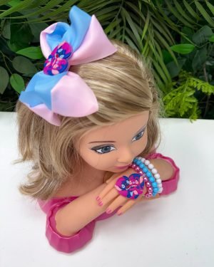 Laço Belli Tematico Stitch e angel + Pulseira Rosa e Azul