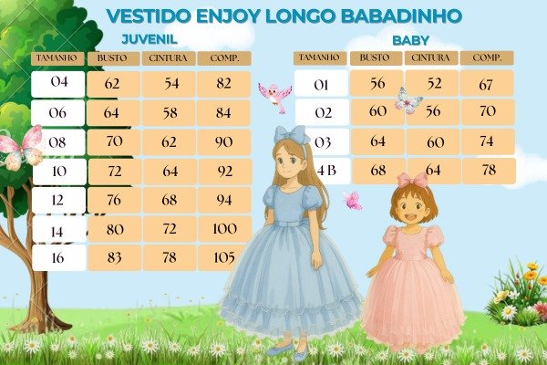 Vestido Enjoy Longo Azul Bebê Babadinho - Imagem 5