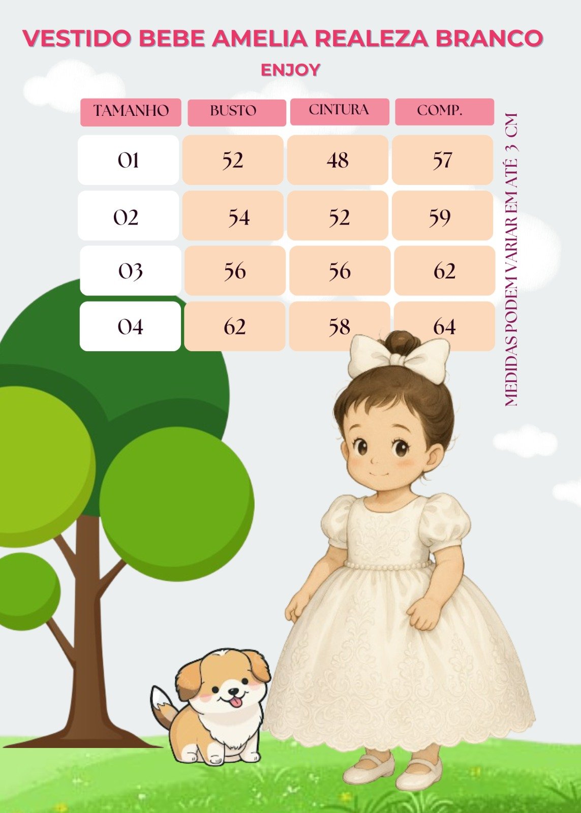 Vestido Enjoy Bebe Amelia Realeza Branco - Imagem 5