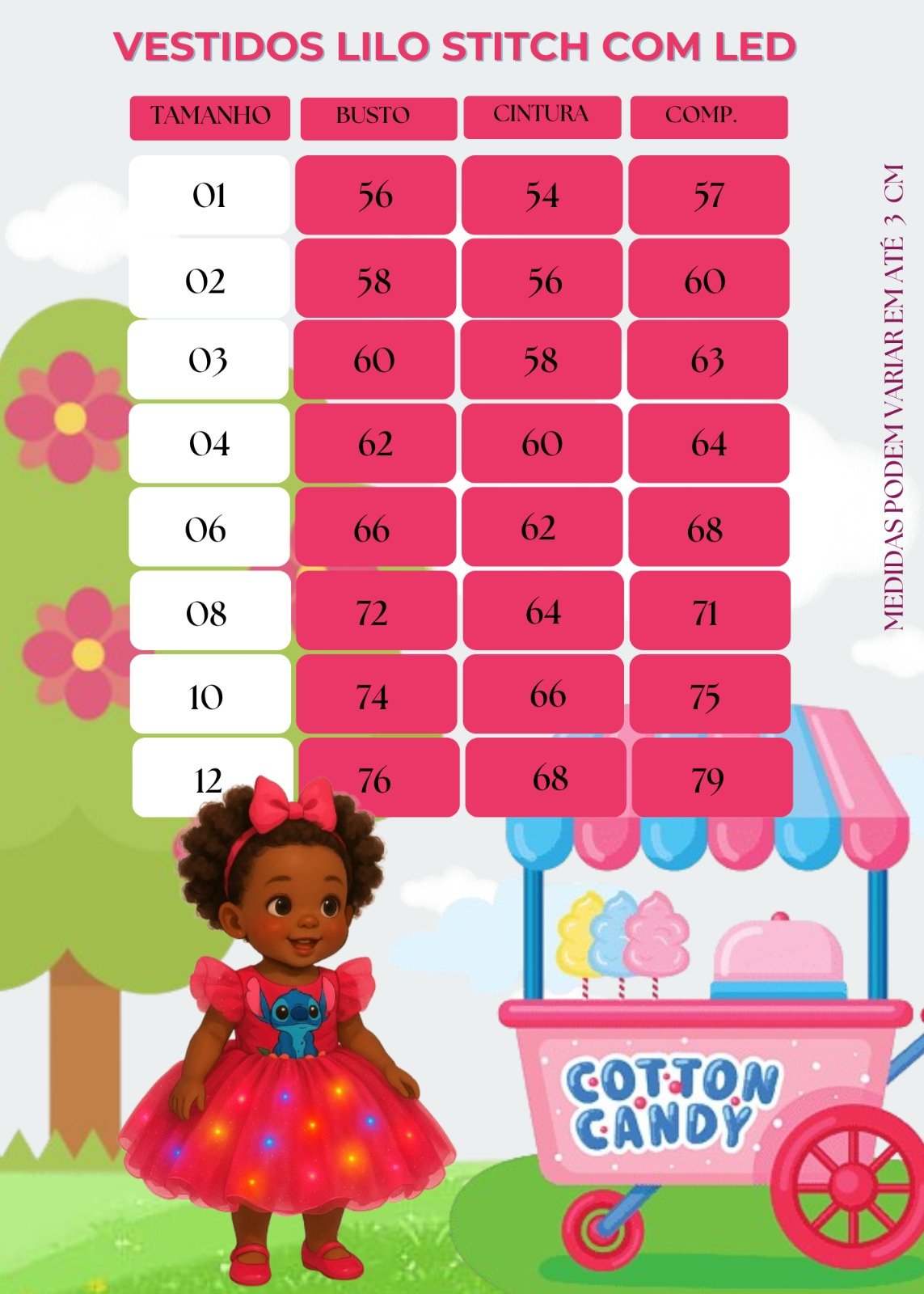 Vestido Tematicos Ysa Kids Lilo Stitch Rosa Bebe com Led - Imagem 8