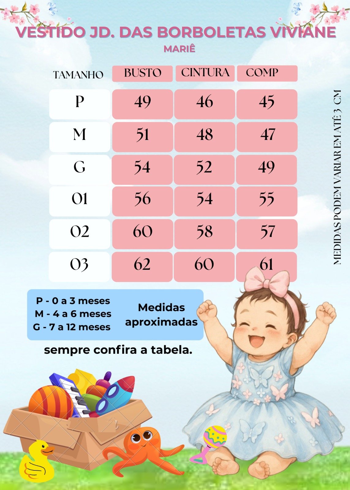 Vestido Marie Jardim das Borboletas Rosa Bebe Viviane - Imagem 7