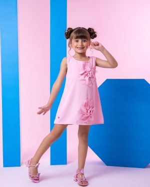 Vestido Blogueirinha Jojo Flor Rosa Bebe