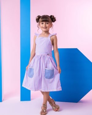 Vestido Banana Club Celine Lilas Listrado