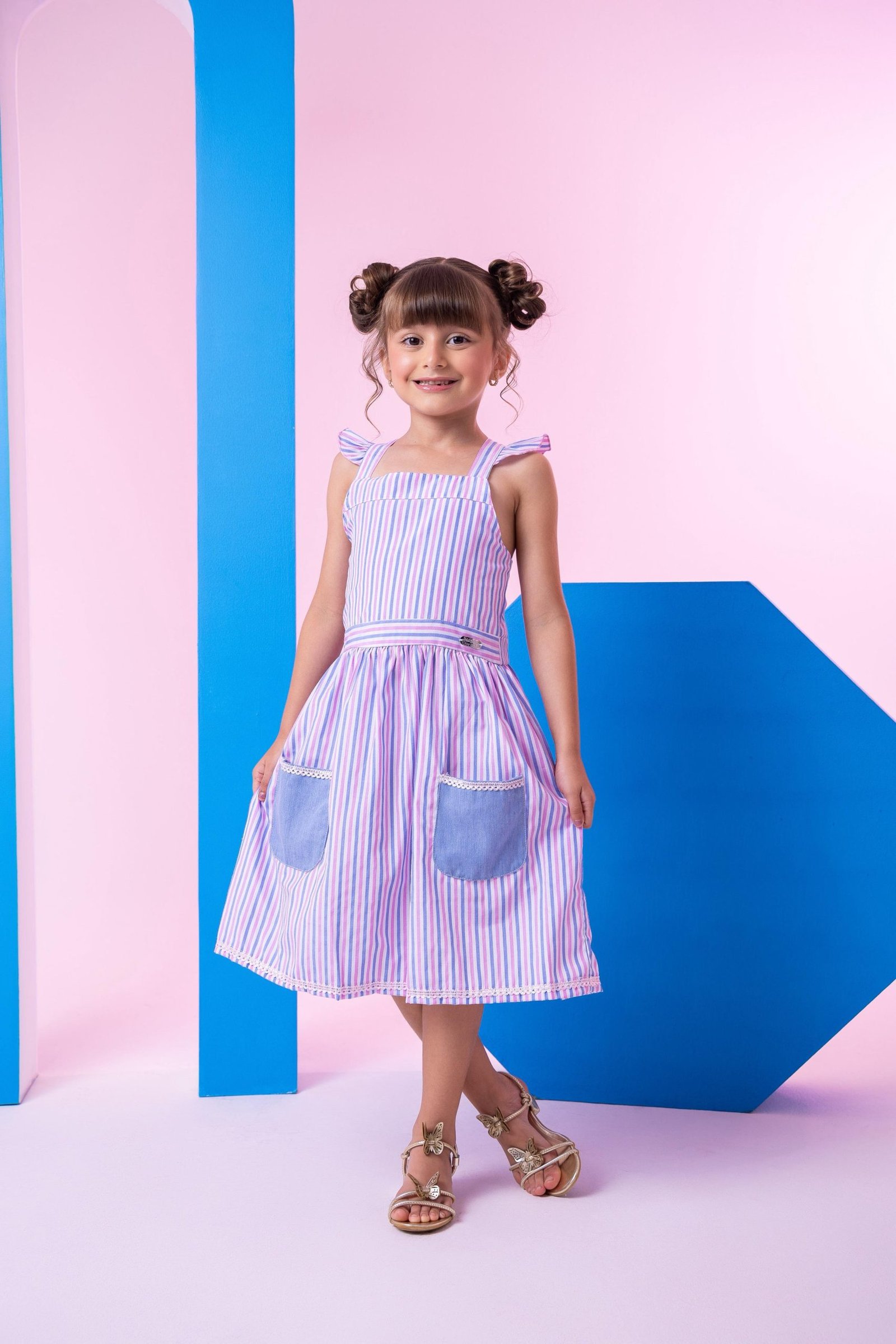 Vestido Banana Club Celine Lilas Listrado