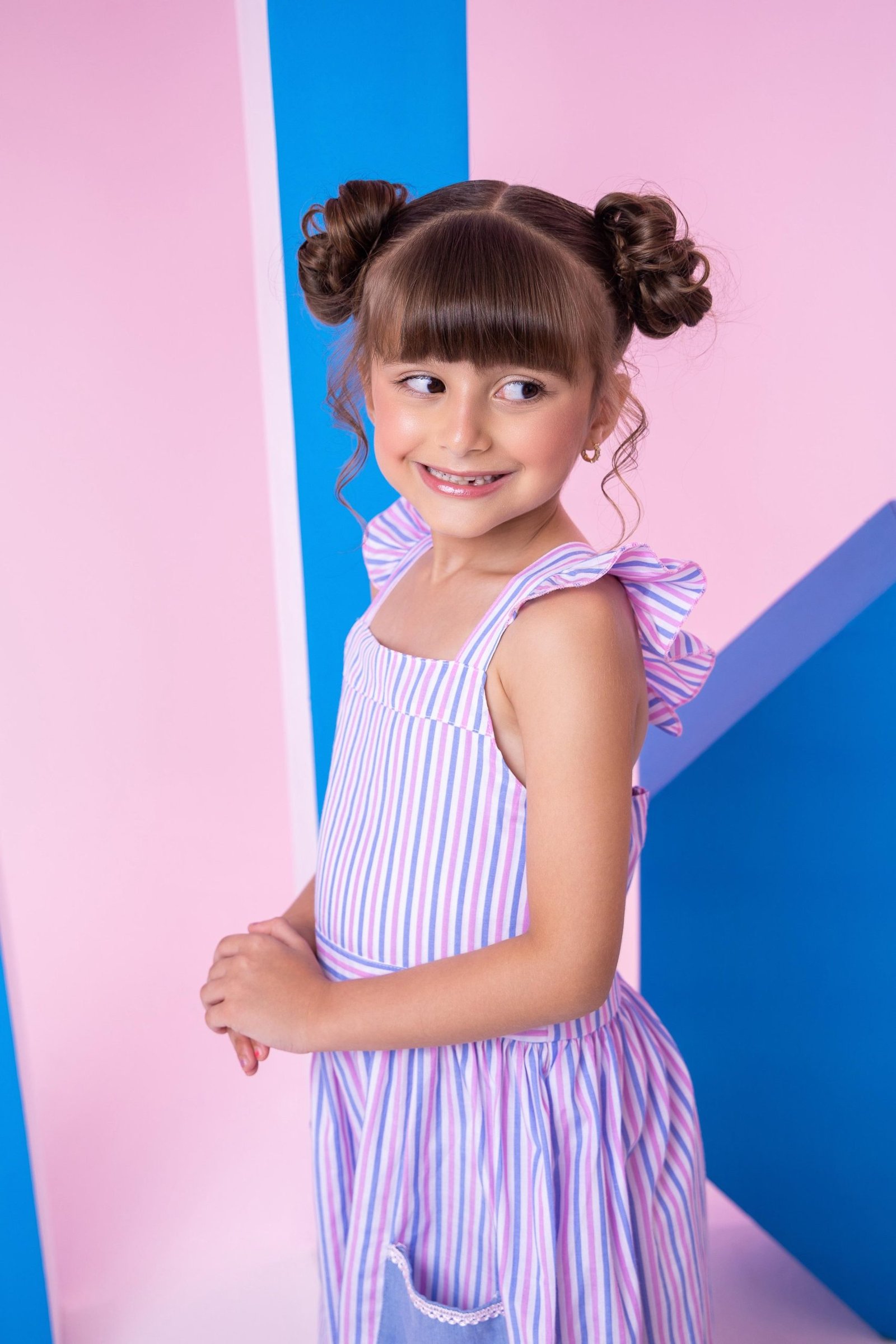 Vestido Banana Club Celine Lilas Listrado - Imagem 2