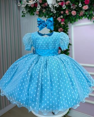 Vestido Marie Azul Tiffany Bolinhas