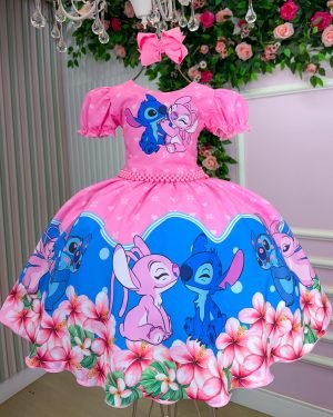 Vestido Tematico Luxo Stitch e Angel Modelo 3