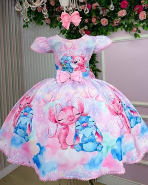 Vestido Tematico Luxo Stitch e Angel Modelo 2