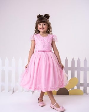 Vestido Infantil Menina Bonita Beatriz Rosa Bebe