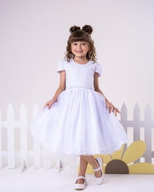 Vestido Infantil Menina Bonita Marcela Branco