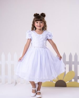 Vestido Infantil Menina Bonita Betania Branco