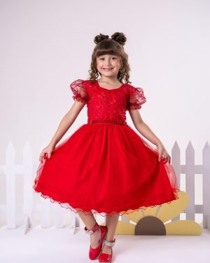 Vestido Infantil Menina Bonita Maria Julia Vermelho