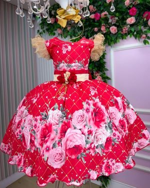 Vestido Marie Natalia Flores Vermelho - Natal