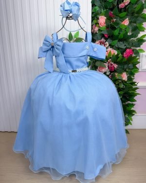 Vestido Banana Club Longo Doce Elegancia Azul Bebe