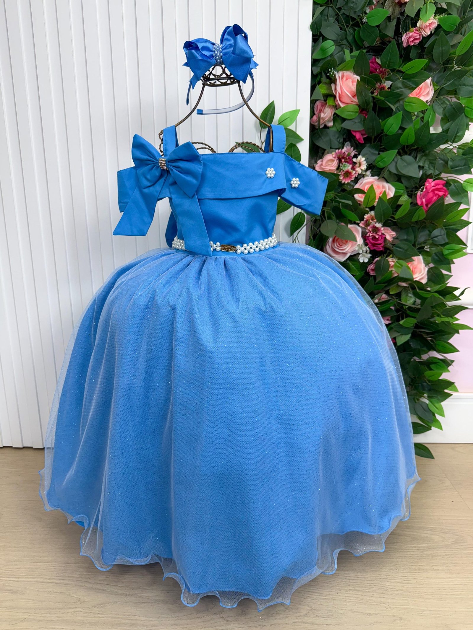 Vestido Banana Club Longo Doce Elegancia Azul Serenity