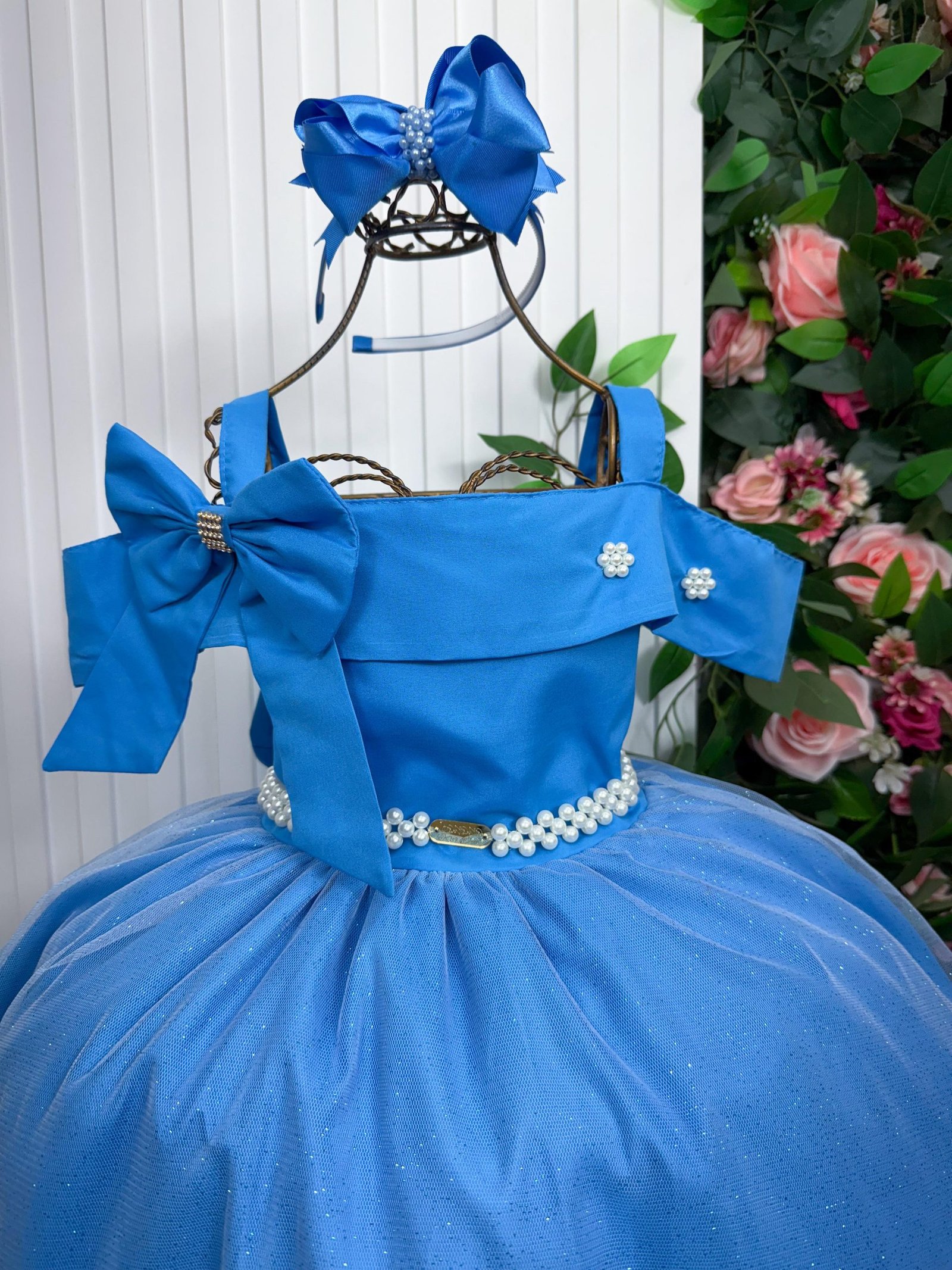 Vestido Banana Club Longo Doce Elegancia Azul Serenity - Imagem 3