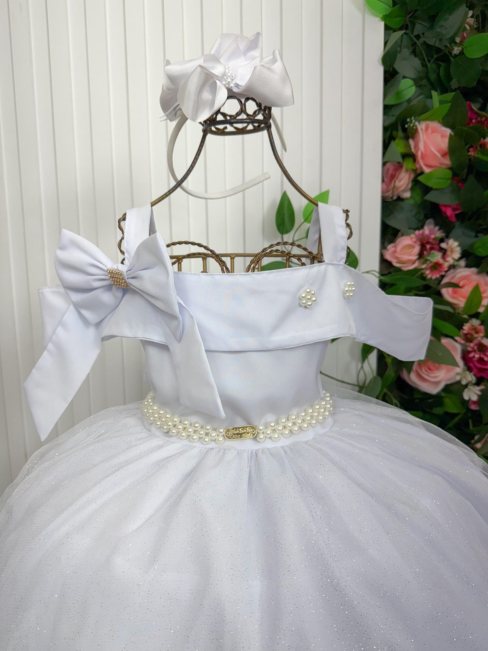 Vestido Banana Club Longo Doce Elegancia Branco - Imagem 4