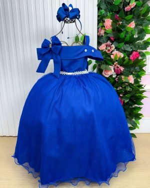 Vestido Banana Club Longo Doce Elegancia Azul Royal