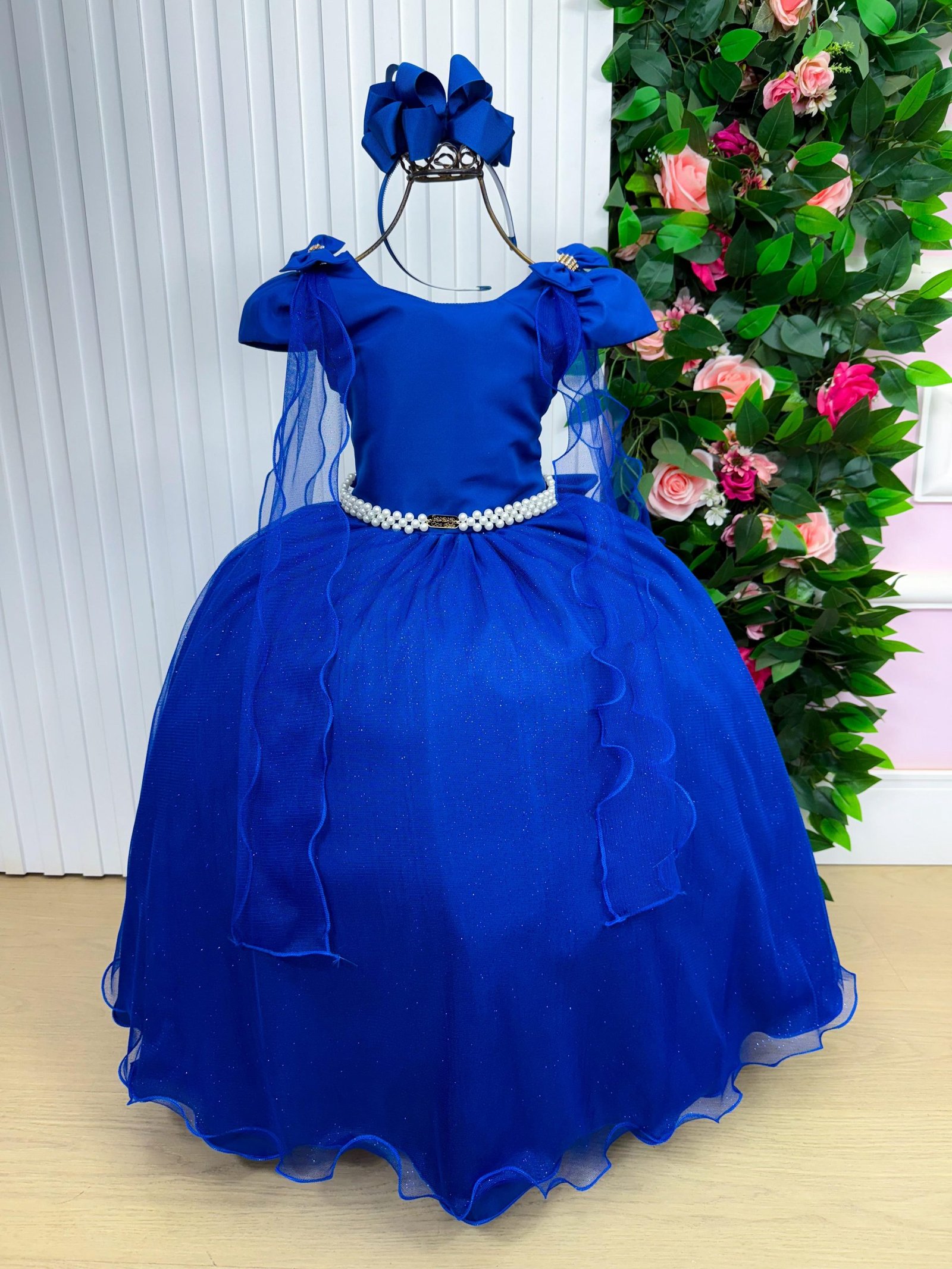 Vestido Banana Club Longo Diamante Azul Royal