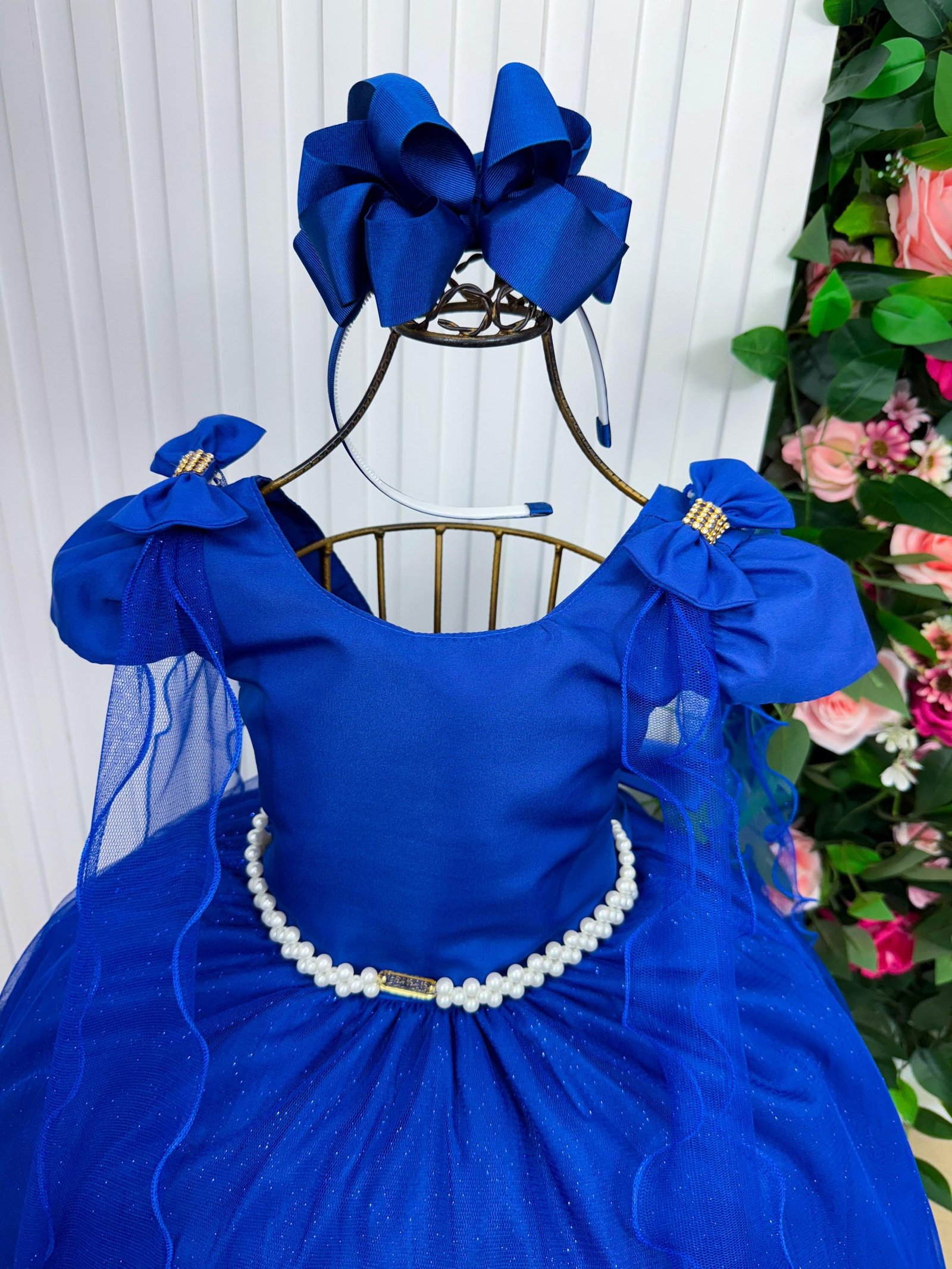 Vestido Banana Club Longo Diamante Azul Royal - Imagem 5