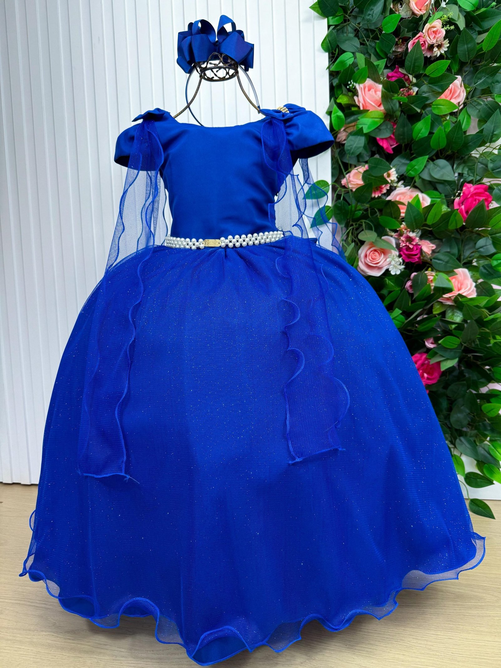 Vestido Banana Club Longo Diamante Azul Royal - Imagem 2